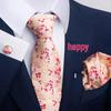 Brown Paisley Men's Tie, Pocket Square, Cufflinks & Boutonniere Set for Business Formal Wear.