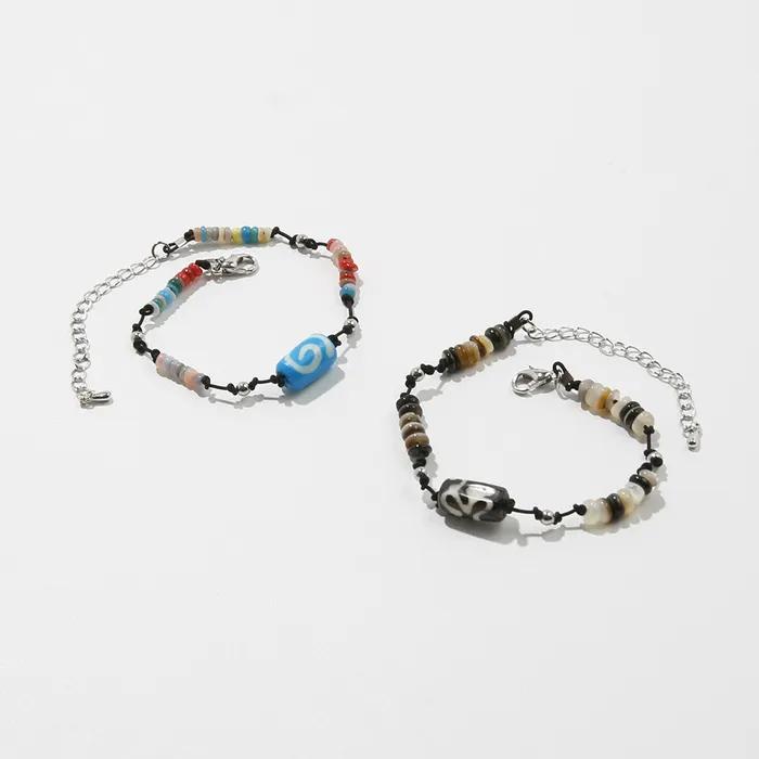 Ke909. Nomad Mix Beads Bracelet Aqua Blue
