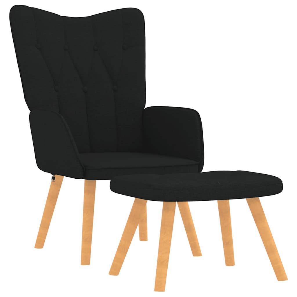 Vidaxl Armchair with Footrest, Black, Fabric Upholstered