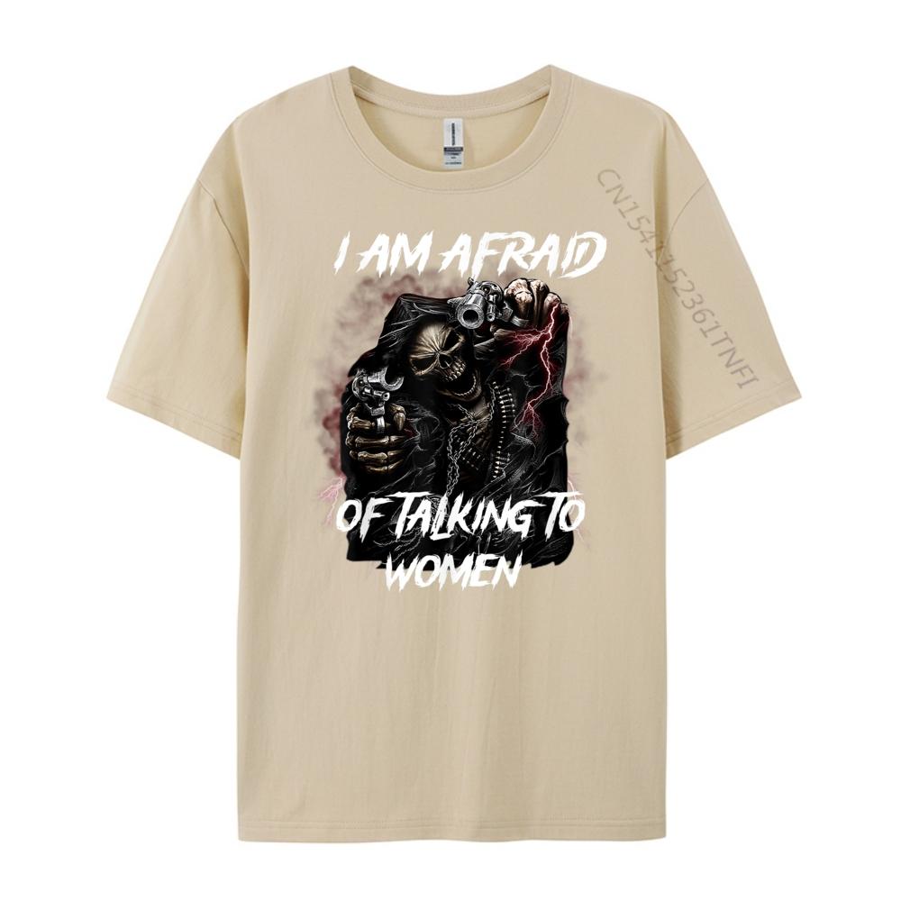 Im Afraid Of Women Shirt Men Skeleton Funny Mens Clothing 2025 Autumn Men Clothes Hip Hop