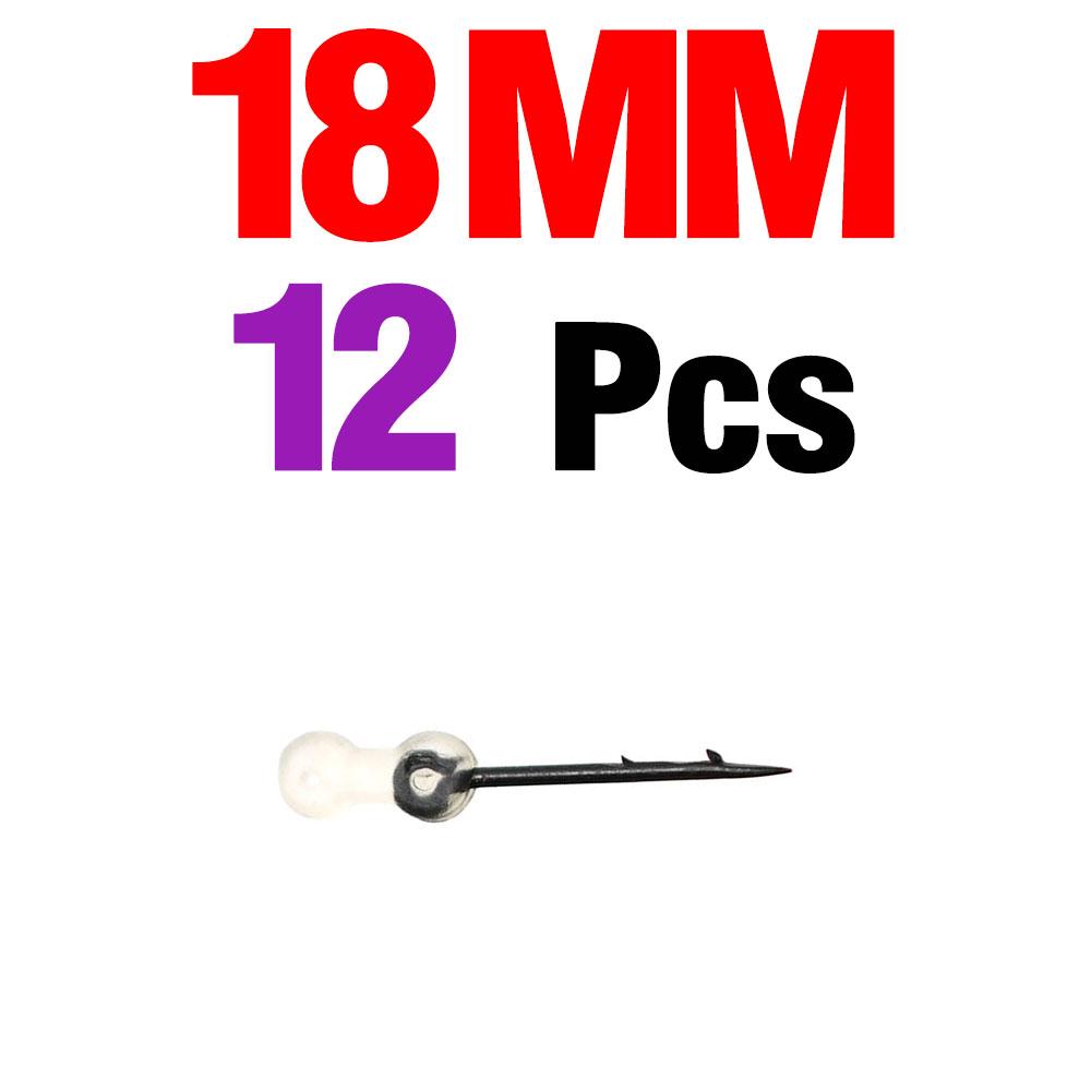 12pcs Metal Bait Spike Carp Fishing Hook Bait Sting Boilie Pin with Clear Rubber Corn Ronnie Hair Rig