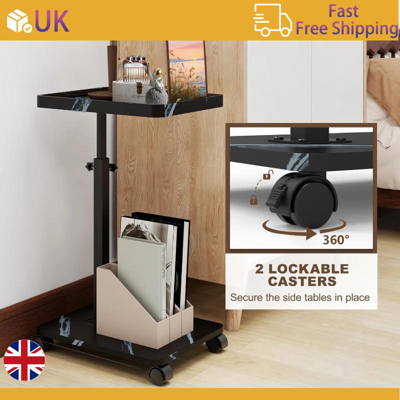 360 Degree Rotating Bracket Multifunctional Bathtub Tray Table for Home Living Room Bedside Sofa Side C Table Height Adjustable