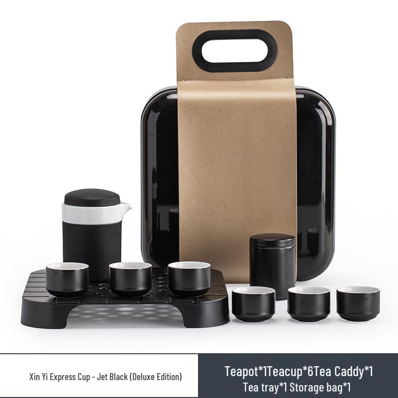 Heartfelt Portable Kung Fu Tea Set: Modern, Anti-scalding Teapot with Quick-brew Cups for Home and Outdoor Use.