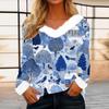 Women's Casual Fashion Long Sleeve Christmas Printed Flannel Collar Top