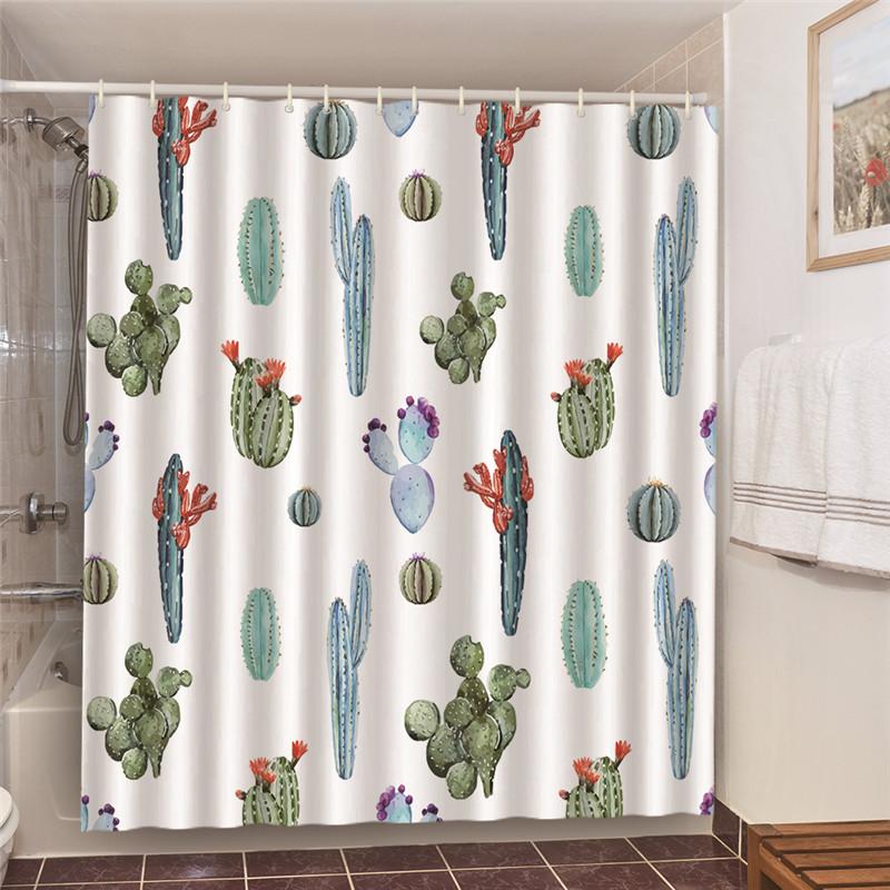 Shower Curtains Green Tropical Plants Bathroom Polyester Waterproof Shower Curtain Leaves Printing Curtains For Bathroom Shower