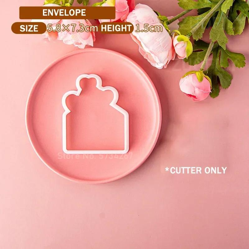

2023 Valentine s Day Heart Fondant Printing Stamp Cartoon Lips Love Letter XOXO Cookie Cutter Embosser Cake Mold DIY Baking Mold