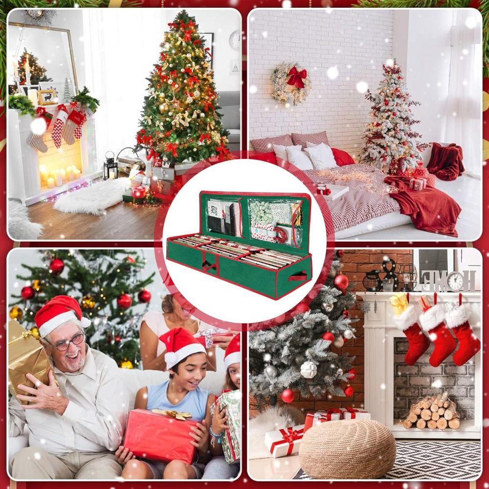 Washable Christmas Wrapping Paper Storage Bag Dustproof Under Bed Storage Xmas Ornament Organizer