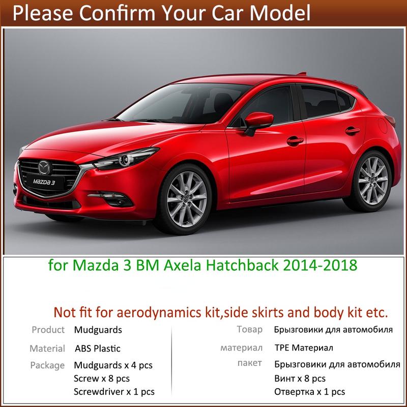 4PCS Car Mudguards For Mazda 3 BM Axela Hatchback 2014 2015 2016 2017 2018 Cladding Splash Mud Flaps Mudflap Wheel Accessories
