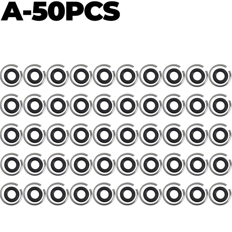 5/50Pcs O Ring Rubber Sealing Washer Black Gasket Oil Resistant High Temperature Ring with Spring Clip Wrench Component Tools