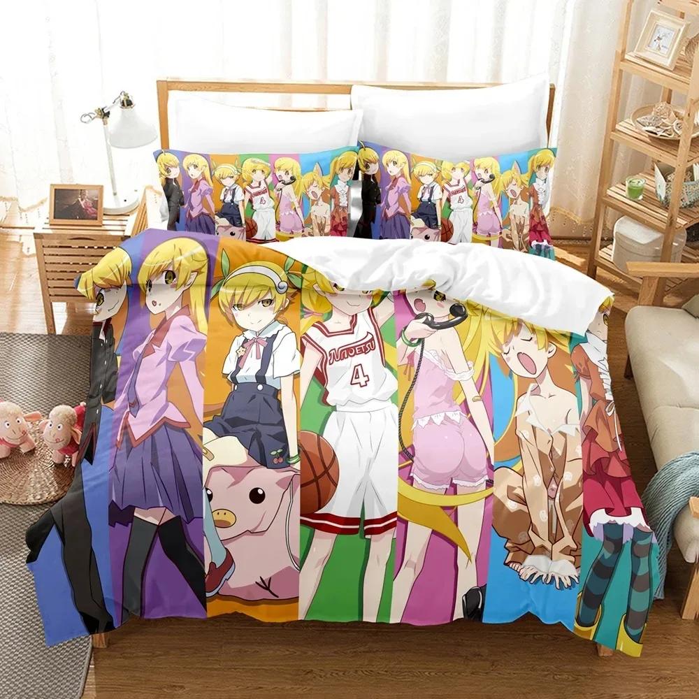 New 3D Print Monogatari Series Bedding Set Anime Araragi Koyomi Duvet Cover Double Twin Full Queen King Adult Kids Quilt Cover