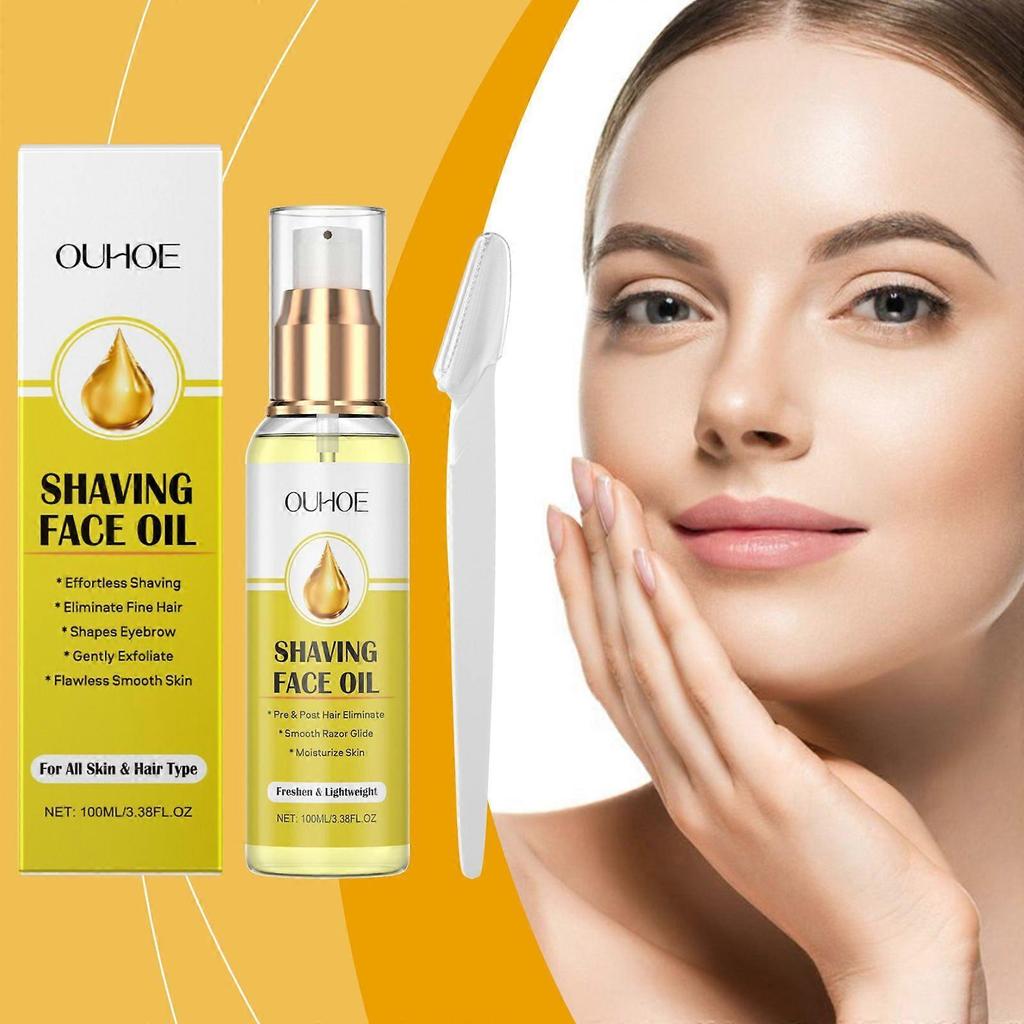 Multifunctional Nourishing Shaving Oil with Gentle Ingredients, Nourishing, Softening and Care Before Shaving, Massage Shaving Oil 100ml + Eyebrow