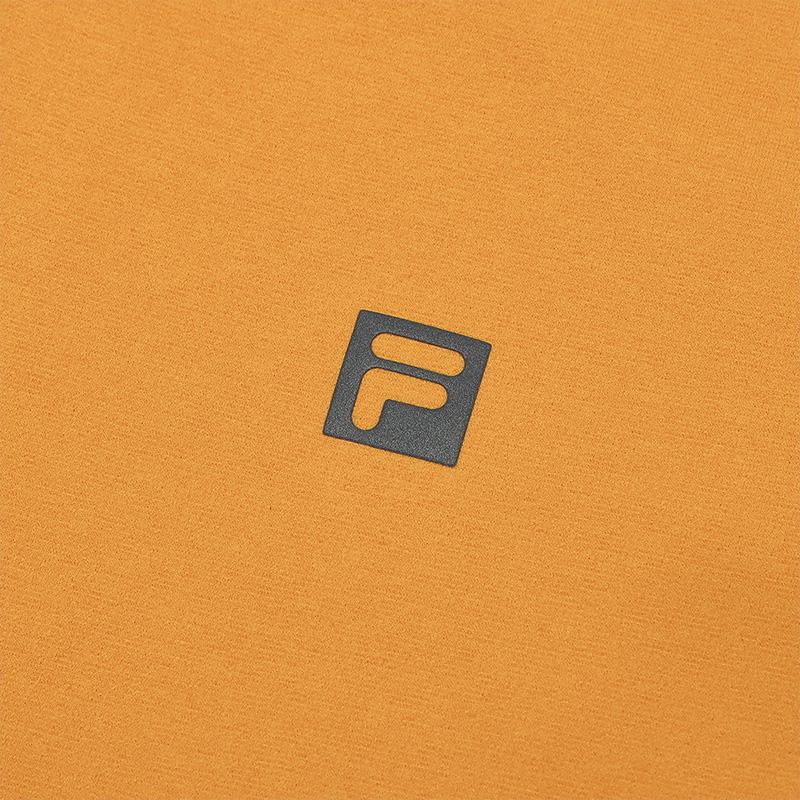 Fila Outdoor Breathable Dopamine Stand Collar Half Zip Knit Long Sleeve T-Shirt Women Tops Orange-Peel-Yellow A11W517203FYE