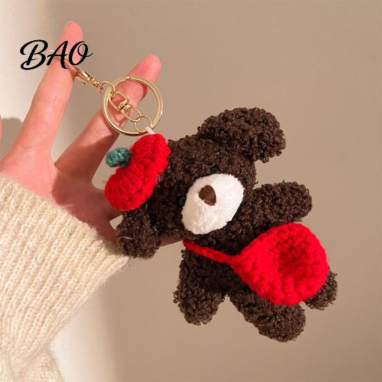 Bear Charm for Handbags Plush Keychain, Cute Puppy Bag with Soft Texture Crocheted Accessories, Stuffed Animal Pendant Women Girls Backpack Keychain