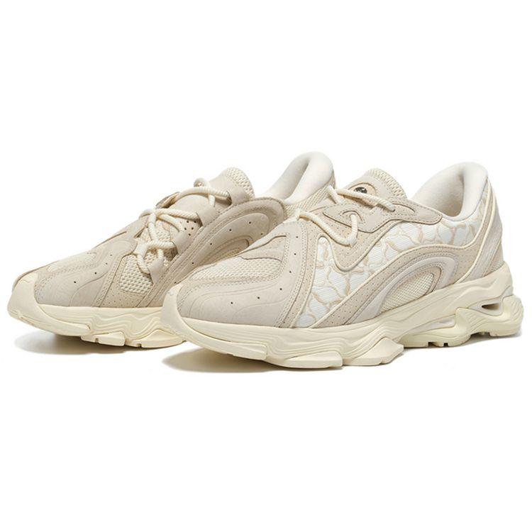 Li-Ning 1990 Lava Retro Thick Sole Height Increasing Low Top Casual Shoes Men sneaker Light-Antique-Yellow ALFS193-2