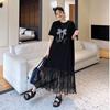 Premium Niche Lace Splicing T-shirt Dress Women's Super Hot Good-looking Loose Casual and Thin Age-reducing Fishtail Dress