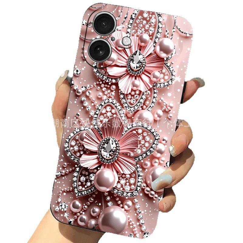 Flash Diamond Pearl Flower Butterfly iPhone17ProMax/16/15/14/13/12/11 iPhone Case