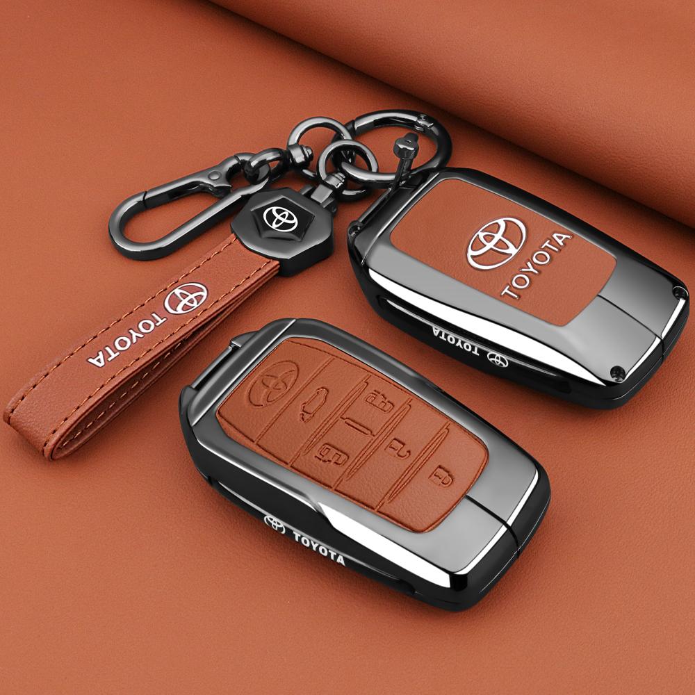 Leather Car Key Fob Case Cover Shell for Toyota Tacoma Fortuner Corolla Venza Grand Highlander RAV4 XSE Prime Land Cruiser Hilux