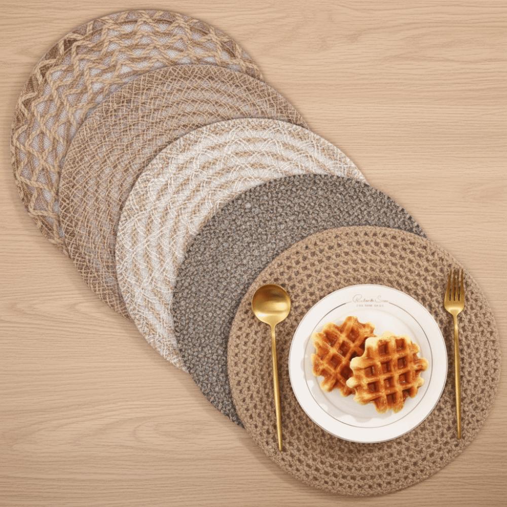 4 Pieces Woven Tableware Mat Non-Slip Dish Mat Household Natural Jute Place Mat  Restaurant