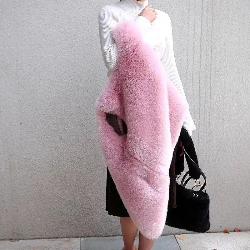 Women's Mid-Length Black Faux Fur Vest Open Front Warm Winter Gilet Slim and Versatile Outer