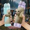 1PC Elegant White Poodle Dog 750ml Color Plastic Sports Water Bottle Leakproof Flip Straw Lid Suitable for Sports Office Home Use