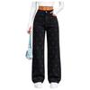Jeans da Donna a Vita Alta Elasticizzati Slim Fit a Gamba Larga con Fantasia a Cuori per Uso Casual Quotidiano