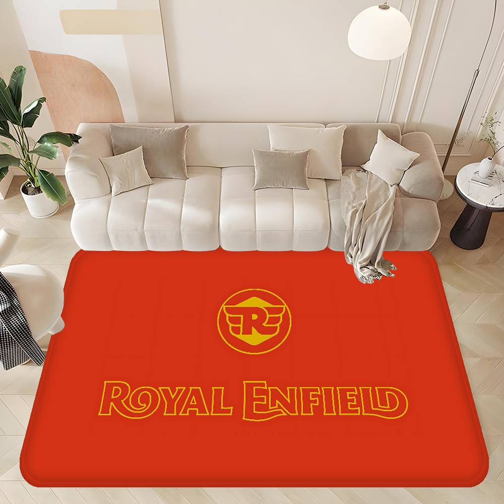 R-Royal E-Enfield Logo Room Mats Retro Multiple Choice Living Room Kitchen Rug Non-Slip Welcome Rug
