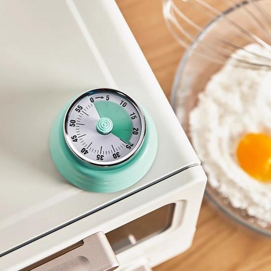 Cronometru de bucătărie mecanic Cronometru de numărătoare inversă magnetic metalic Cronometru de gătit 60 de minute Nu necesită baterii Depozitare ușoară Magnet pentru frigider