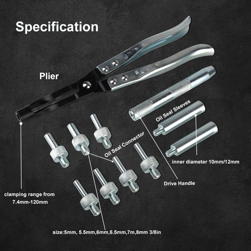 1/11pcs Oil Seal Adapter Socket Set Car Engine Camshaft Valve Stem Disassembly Repair Kit Oil Seal Clamp Pliers Auto Accessories