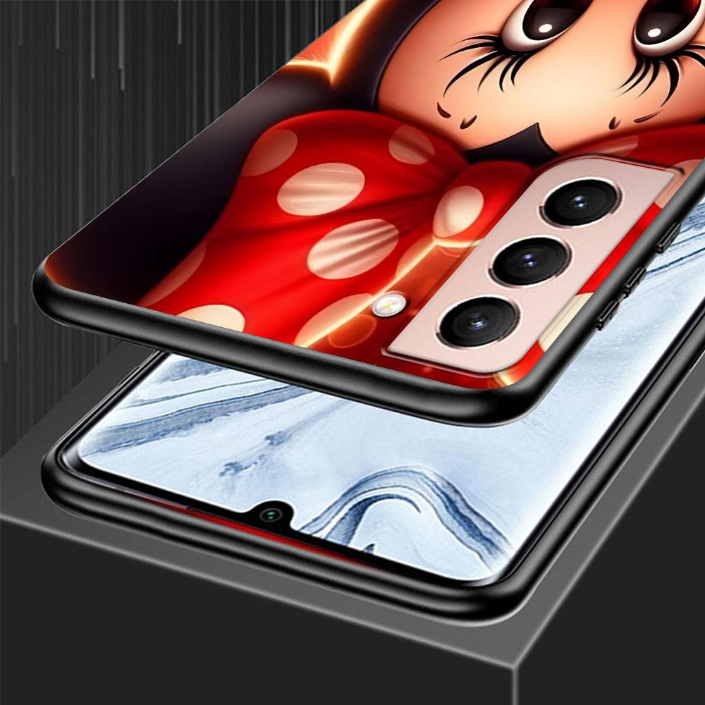 Minnie Mouse Case for Samsung Galaxy S23 S10e S10 S21 FE S22 S9 S24 Ultra S20 Plus Soft Black TPU Phone Cover Bumper
