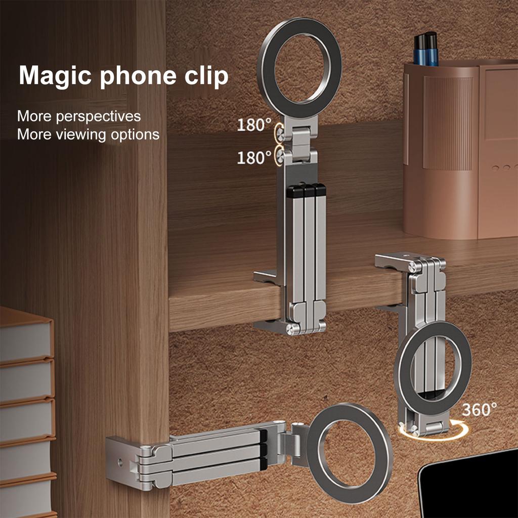 Magnetic Phone Tripod Portable Mini Tripod Stand with Rotation Foldable Aluminum Alloy Holder Fit for IPhone 16 15 14