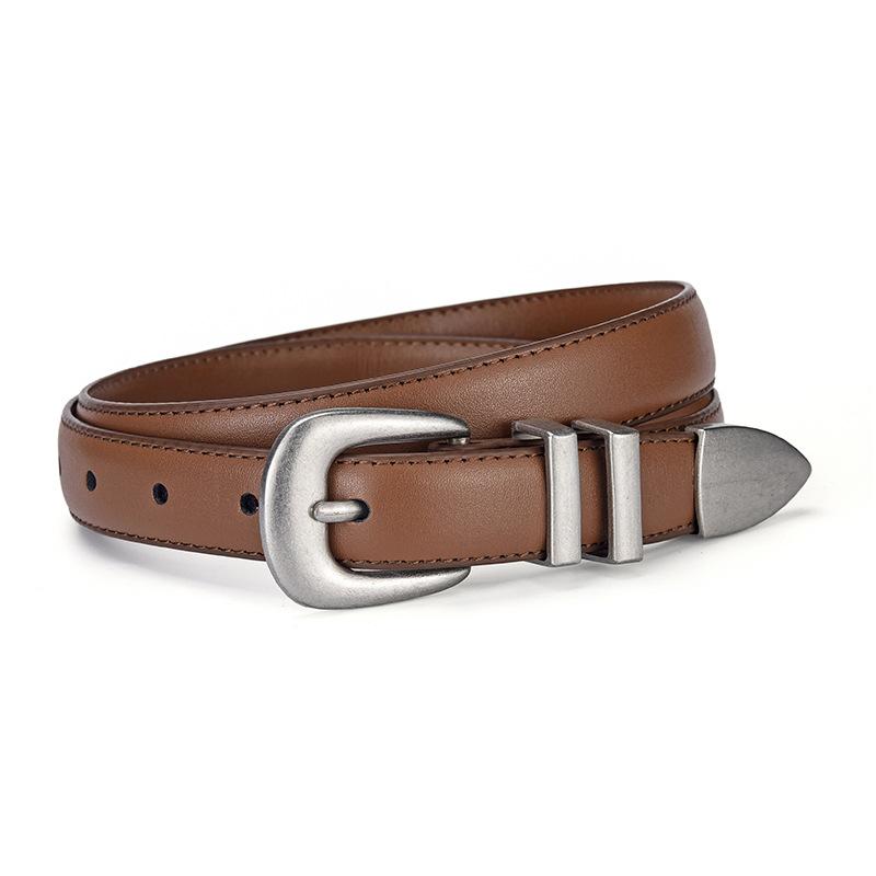 Women's leather versatile decorative horseshoe buckle, thin with jeans cowhide belt, women's trend