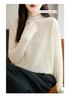 Elegant Ruffled Knit Sweater: Half-High Collar, Warm & Versatile for Autumn/Winter.