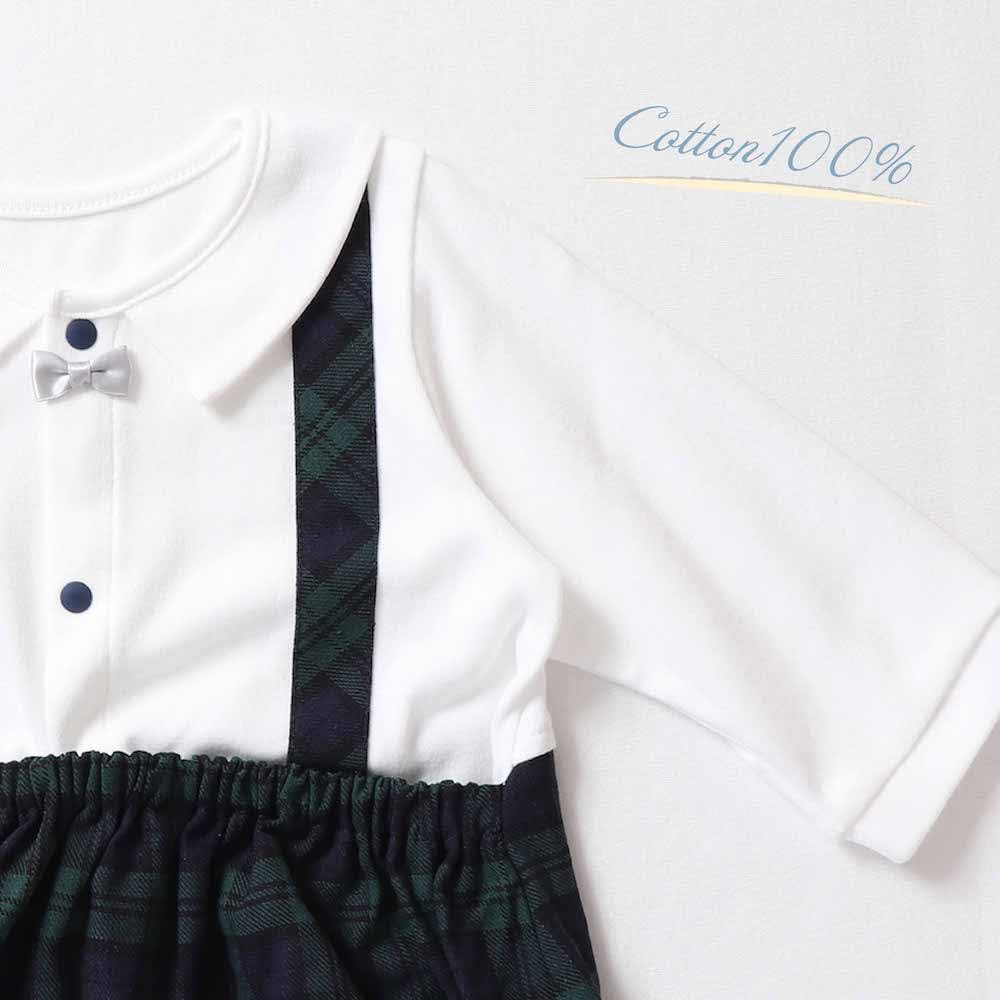 de Traditional Style Romper Baby Suit Formal Pants for Boys and Girls Babies Tartan Check Pattern Long Sleeve Shirt Toddler Party 13603 13605 [Cream