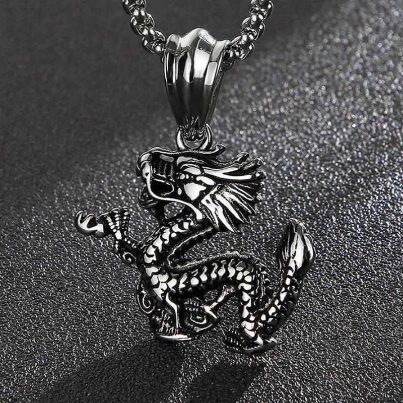 New Creative Zodiac Dragon Pendant for Men, Titanium Steel Dragon Necklace, Trendy Titanium Steel Jewelry Pendant