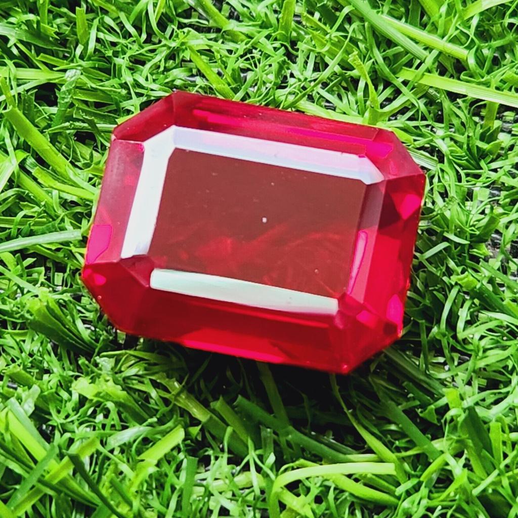75.30Ct Heated Ceylon Red Ruby Emerald Cut Faceted Loose Gemstone