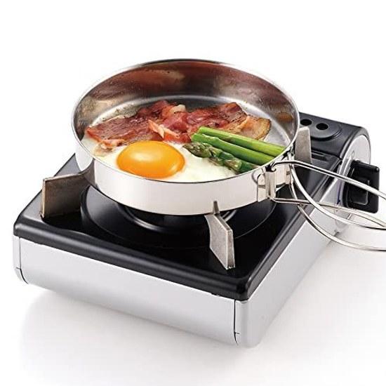 Kakusei Outdoor Cooker Round Type 8-Piece Set Stainless Steel Pot Frying Pan Plate Mug Direct Flame Compact Storage Bag Camping SOLA PP-02