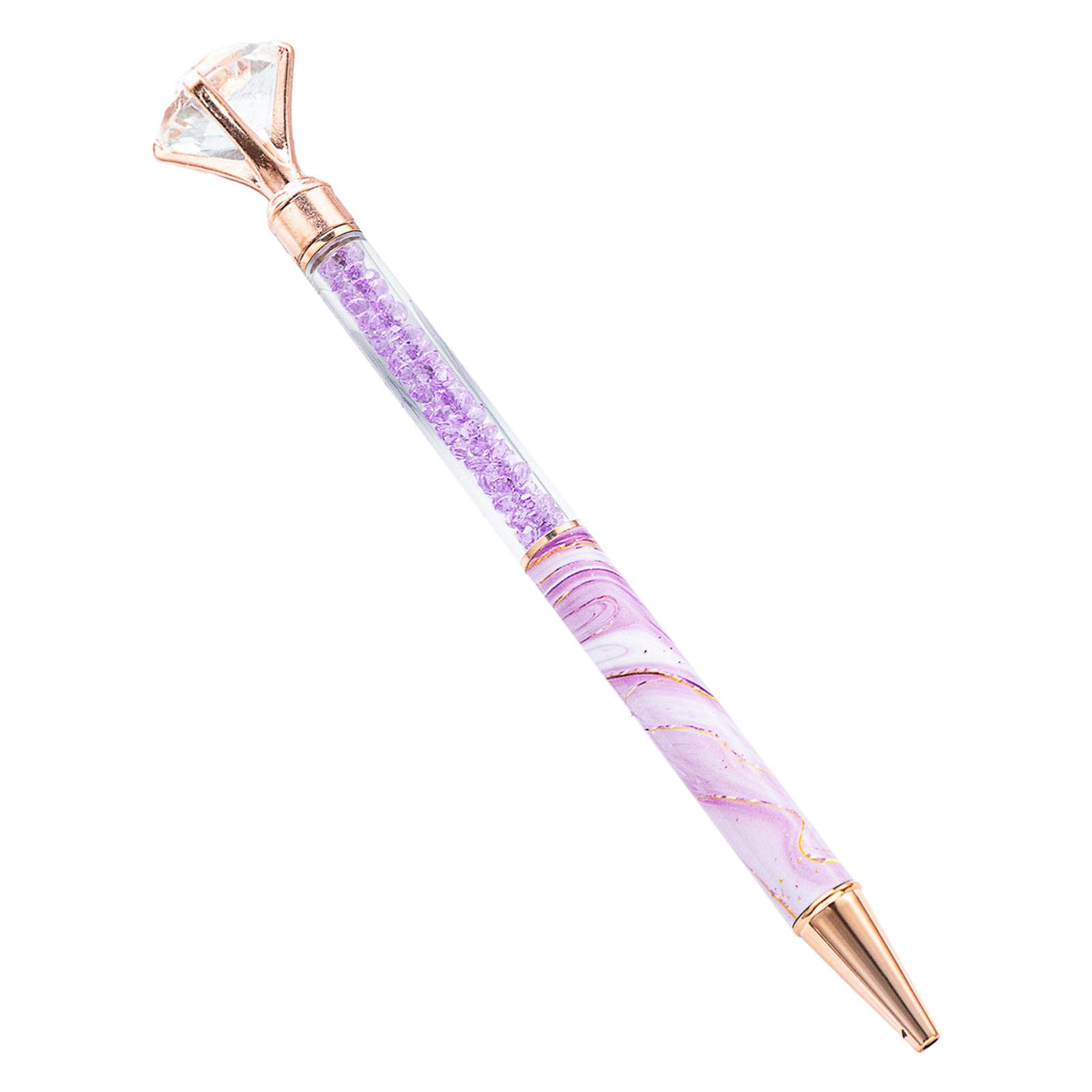 

Бриллиантовая шариковая ручка Металлическая шариковая ручка Поворотного действия Заправляемая Офисная пишущая ручка Ручка для подписи для бизнеса для женщин и мужчин фиолетовый