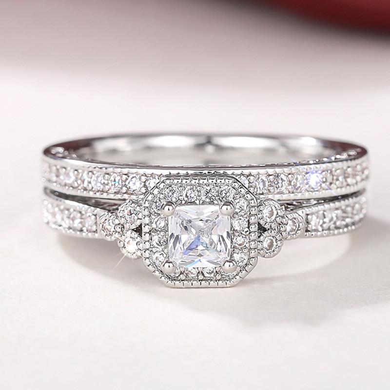CopperSet Rings for Women S Luxury Cubic Zircon Wedding Accessories Temperament Elegant Female Jewelry