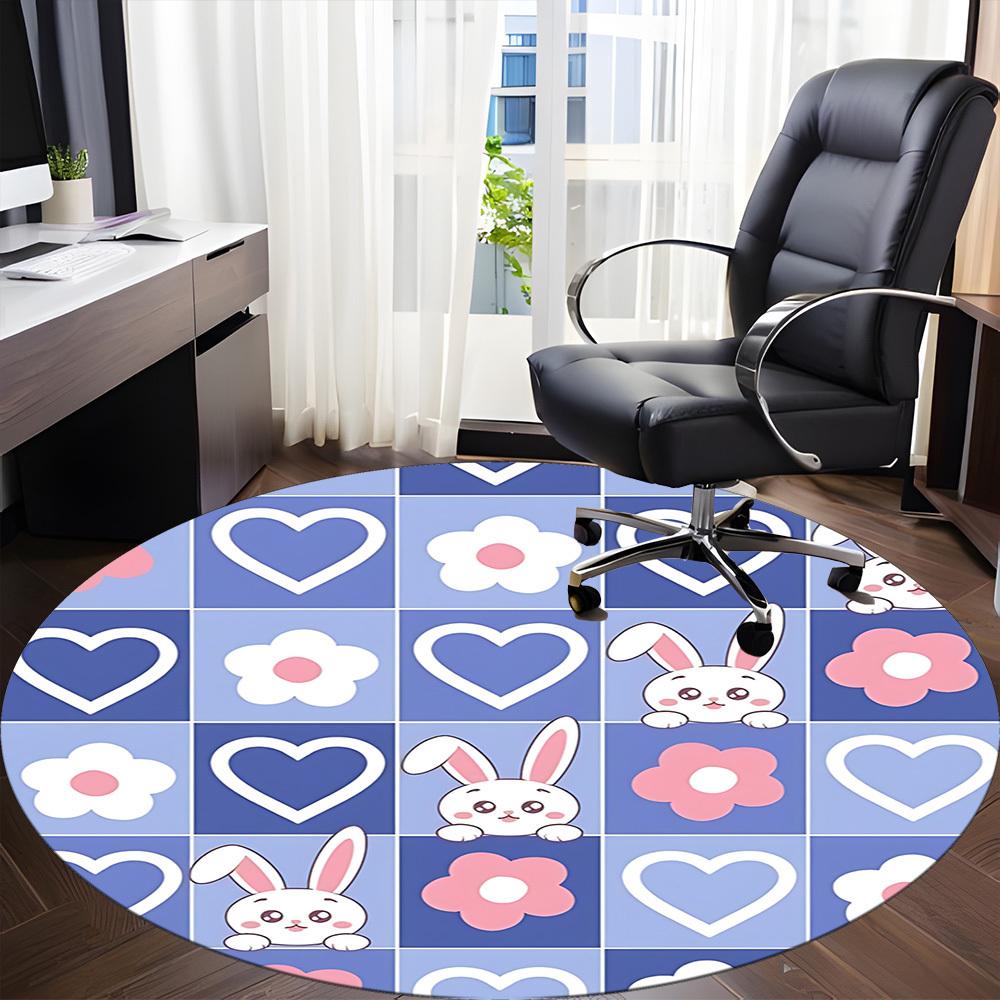 1pc Bunny Heart Chair Carpet for Office, Soft Flannel Throw Mat, Perfect for Office, Holiday Party Decoration Choice Yy260320127