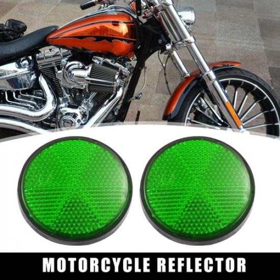2 Pcs 56mm Green Universal Round Reflective Warning Self Adhesive Reflector