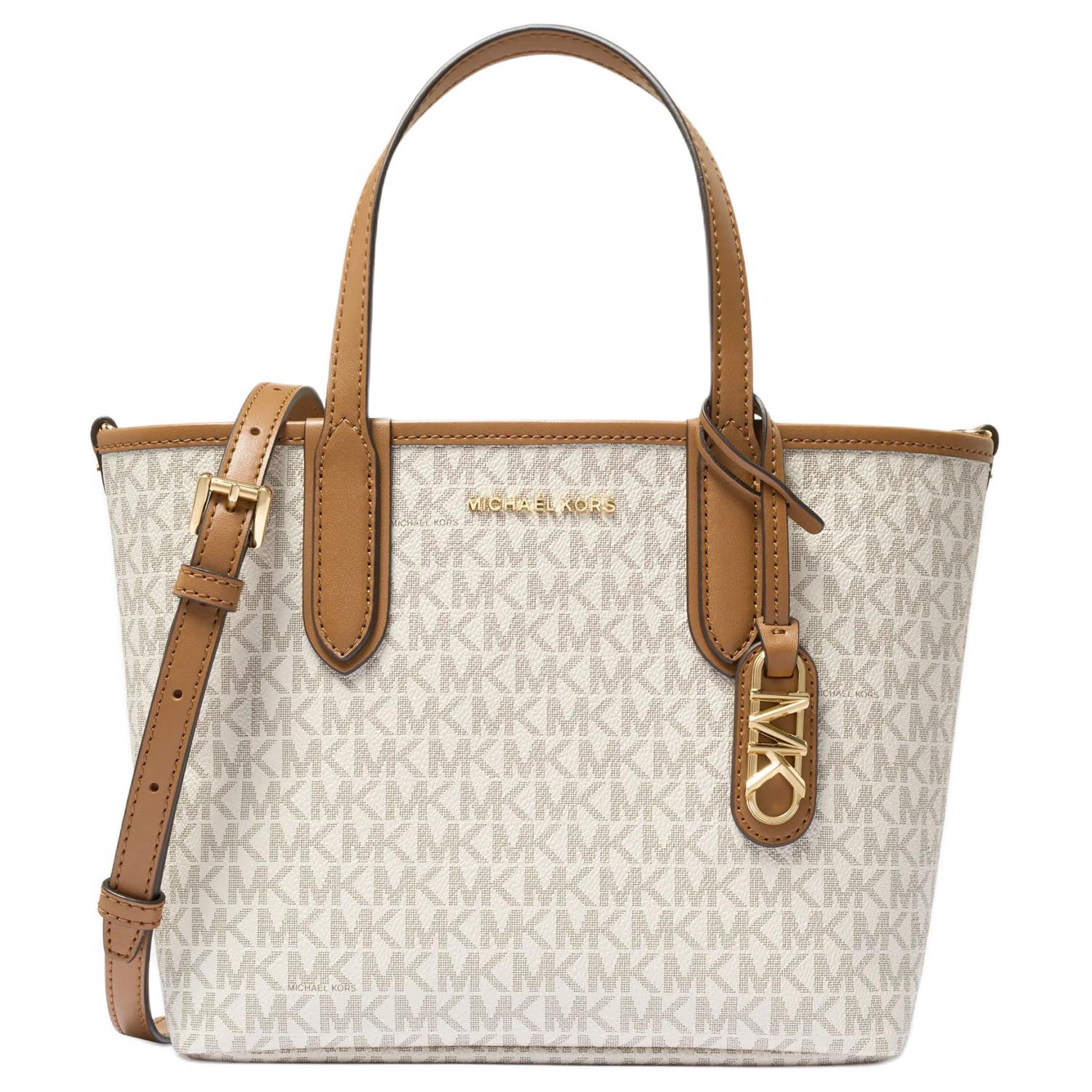 

Michael Kors MK Eliza Monogram Tote Bag Women Tote Bags Vanilla-White Acorn-Brown 30F5GZAT0B-WHITE Basic Set (Bag+Dust Bag)