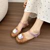 Thick-soled 2025 Summer New Hello Kitty Transparent Jelly with Sandals To Increase the Height of Versatile Bag Head Empty Sandals
