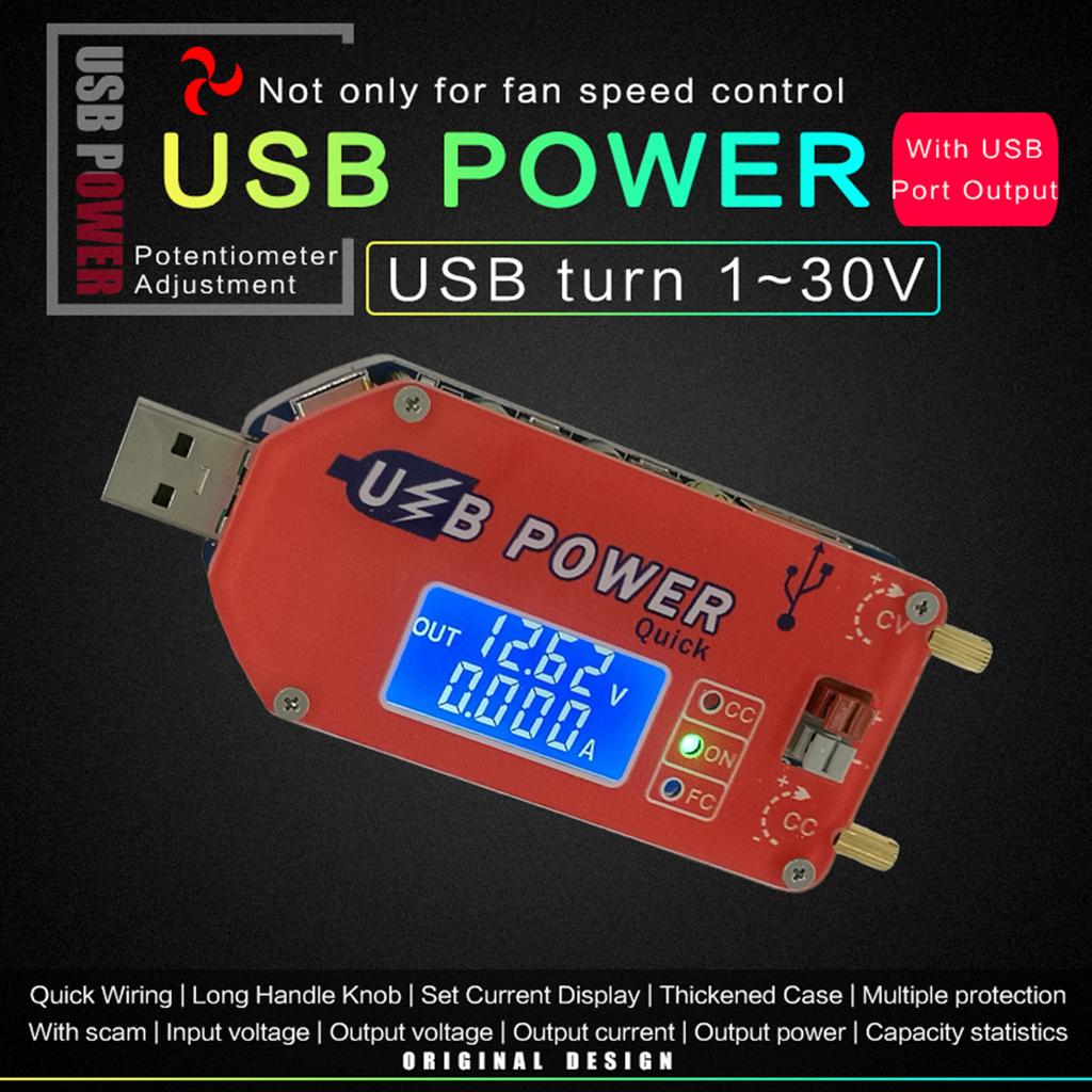 Upgraded Digital Display Usb Adjustable Power Module 1-30V 15W Qc2.0 3.0 Fcp- Quick Charge Laboratory Power Supply
