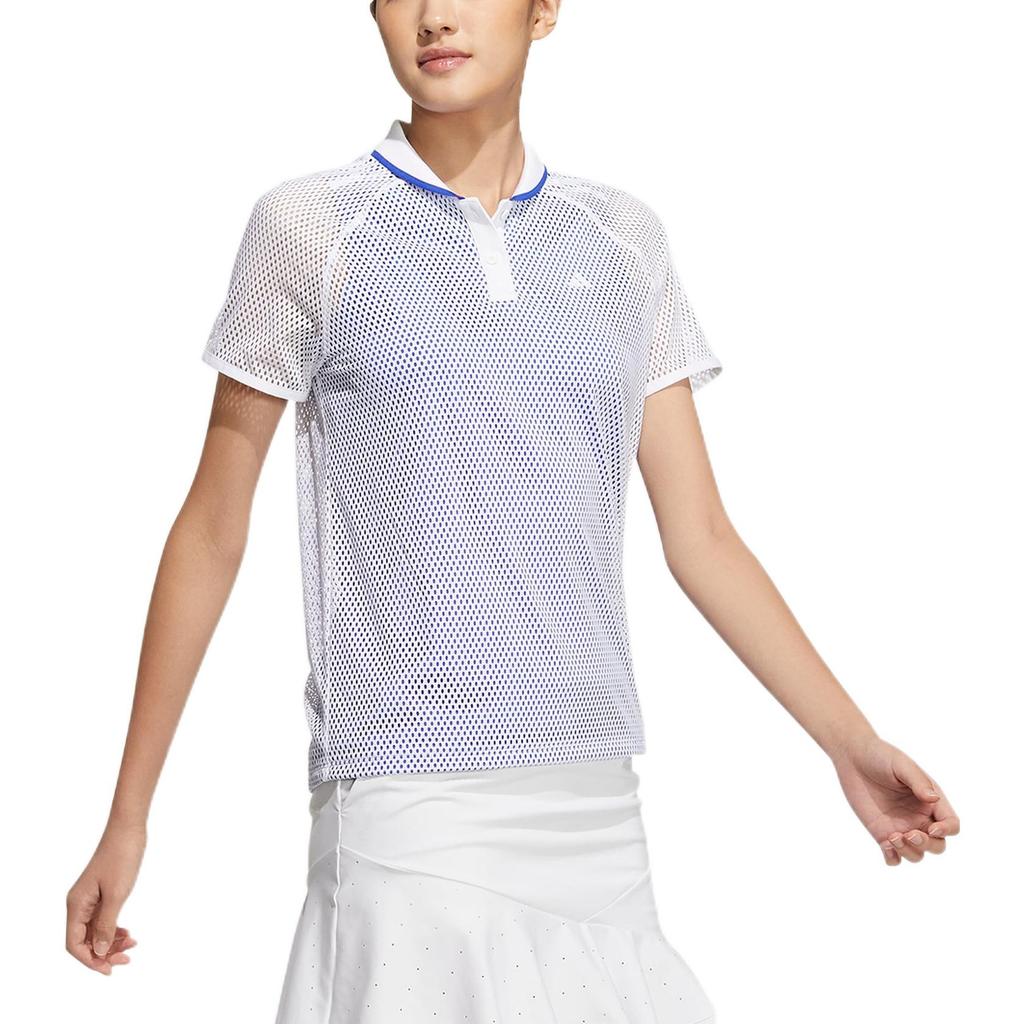 Adidas Solid Color Short Sleeve Polo Women Tops Blue HT0000
