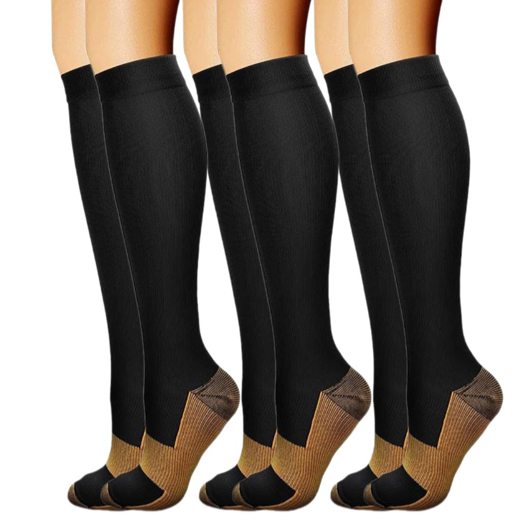 3 Pairs Compressed Socks with Elastic Fabric Leg Support Stockings for Promoting Better Circulation and Muscle Recovery