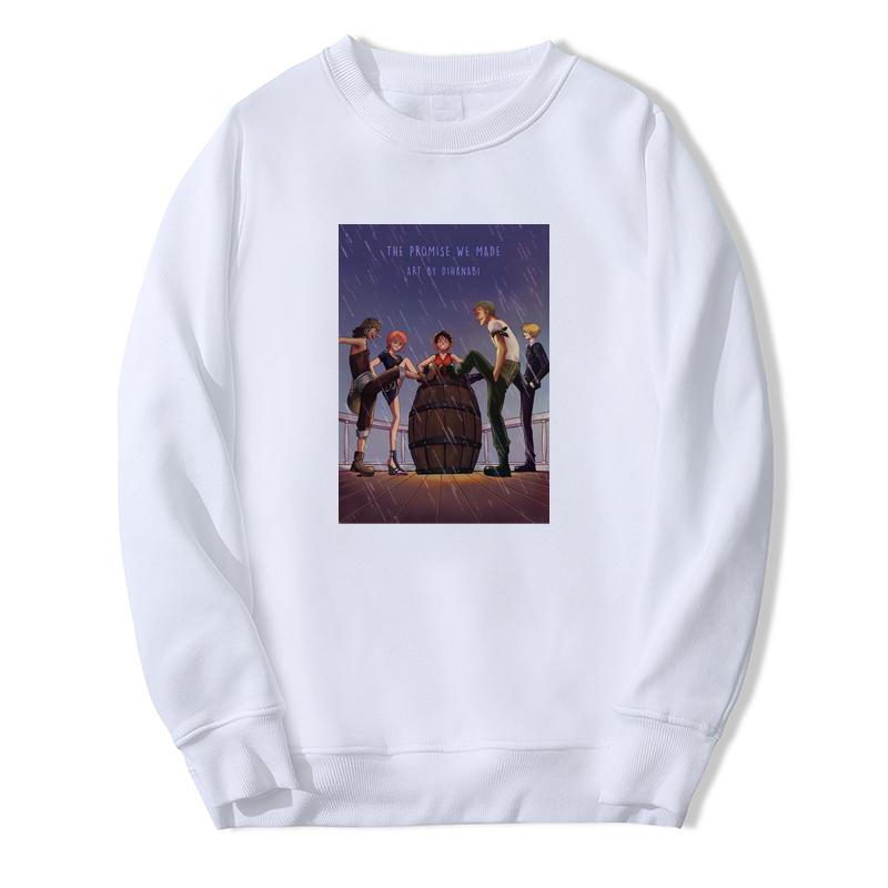 Buy Straw Hat Pirates Crewneck Sweatshirt Anime Printed White Unisex