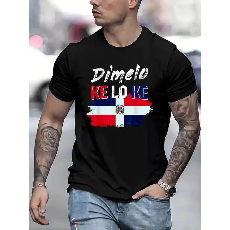 

[Flag Letter Tee] Men s Casual Short Sleeve T-Shirt with Flag Bold Letter Print, Round Neck Summer Tee for Camping & Vacation, Breathable Comfortable 4XL чорний