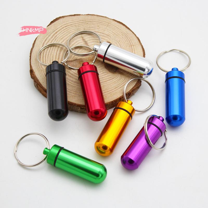 1Pc Portable Waterproof Mini Aluminum Keychain Pill Box - Compact Bottle Case Holder for Medicine Storage