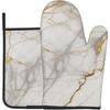 Oven Mitts and Pot Holders Sets of 2 White Marble Gold Kitchen Potholder Gloves Heat Resistant Non-Slip for Chef Baking Cooking