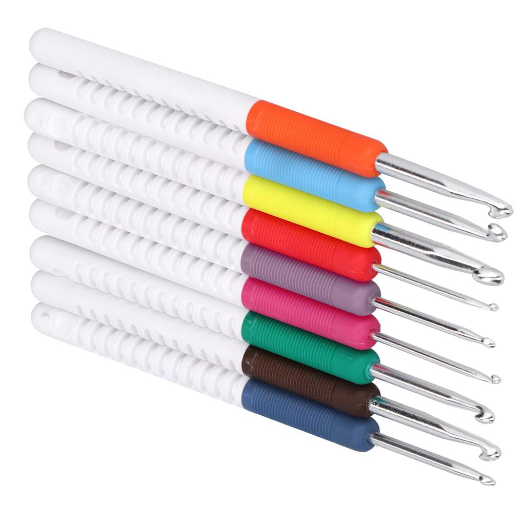 9Pcs Crochet Set ABS 2 Color Plastic Handle DIY HandWoven Sweater Knitting Tools